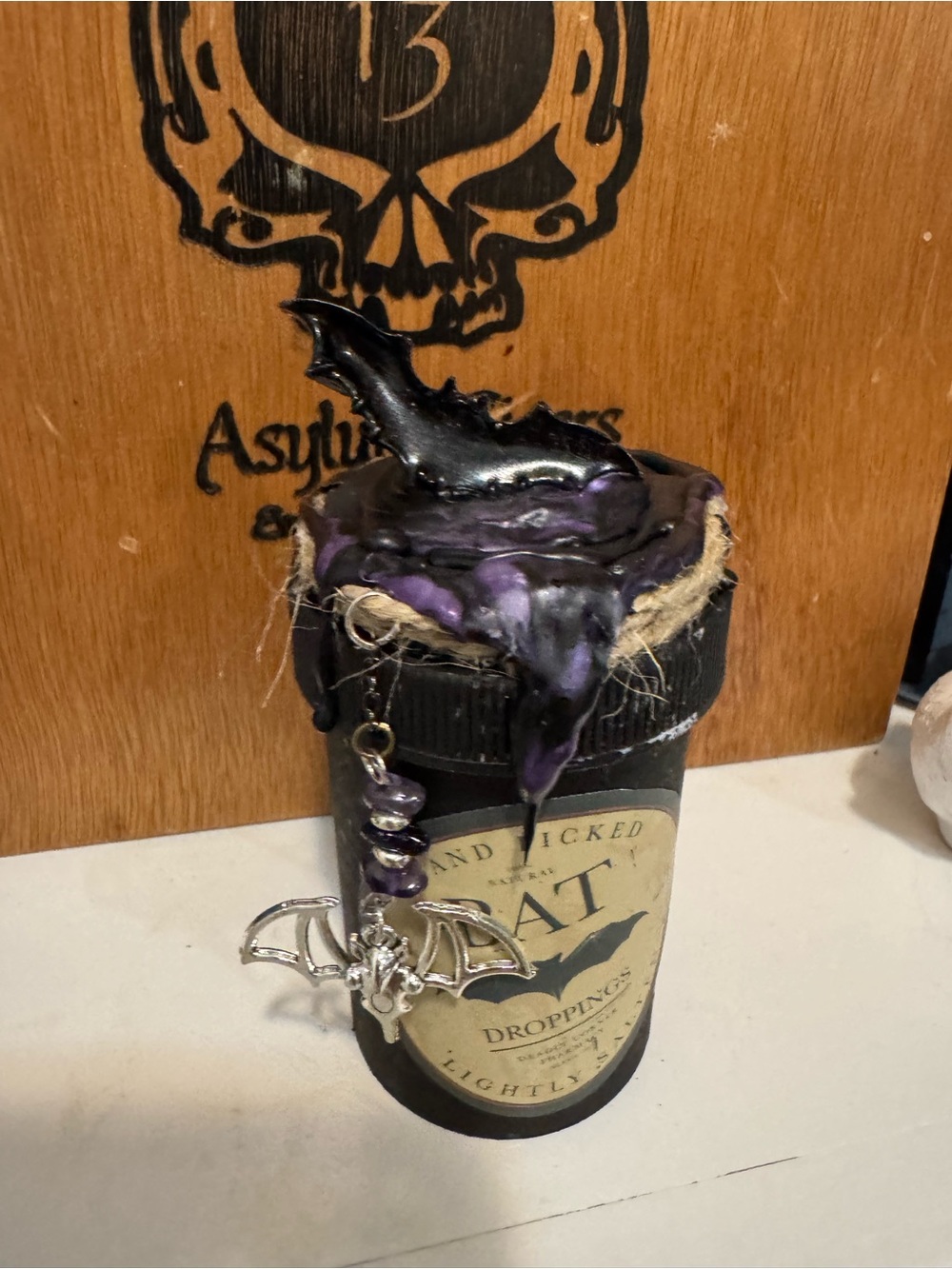 Hand-Picked Bat Droppings Decorative Jar - Black and Purple